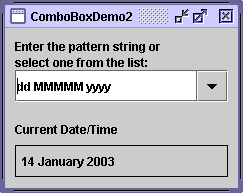 An editable combo box