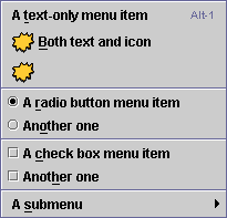 A menu with 4 parts, as indicated by 3 separators