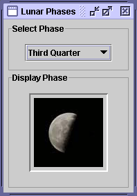 Screenshot of the LunarPhases application with combo box closed