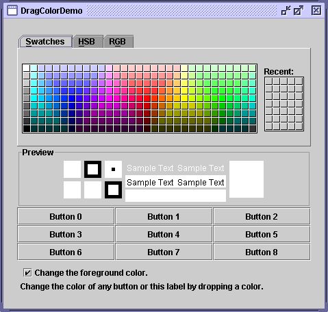 The DragColorDemo example