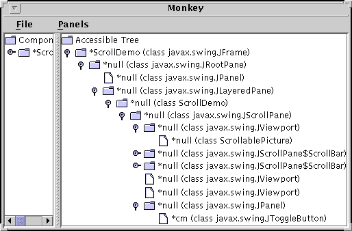 Monkey running on inaccessible version of ScrollDemo.