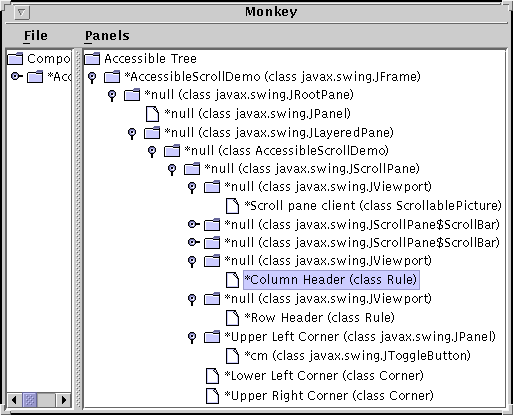 Monkey running on accessible version of ScrollDemo.