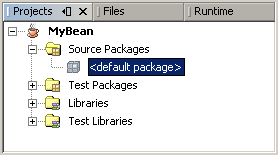 This figure represents the expanded MyBean node in the Projects list