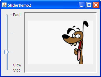 A snapshot of SliderDemo2, which uses a slider with custom labels